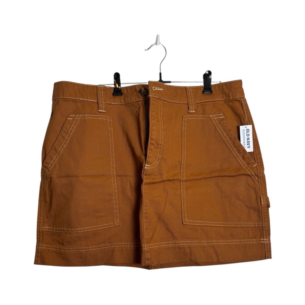 Old Navy Women`s SZ 14 Cotton Twill SLY FOX BROWN Utility Mini Skirt
